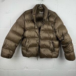 TNA Telluride Khaki Brown Puffer Jacket Size S